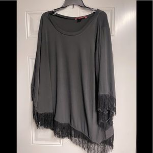 Size 2x black top with asymmetrical hem